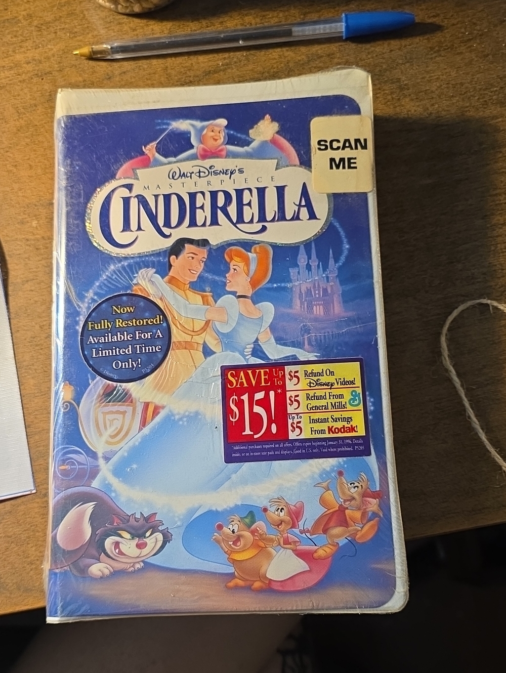 Disney Cinderella VHS Cover — Blue, White, Gold